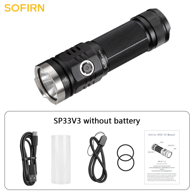 Sofirn-قابلة للشحن وضع Ramping LED مصباح يدوي مع مؤشر الطاقة ، قوية ، USB C ، SP33V3.0 ، XHP50.2 ، 3500lm ، 26650