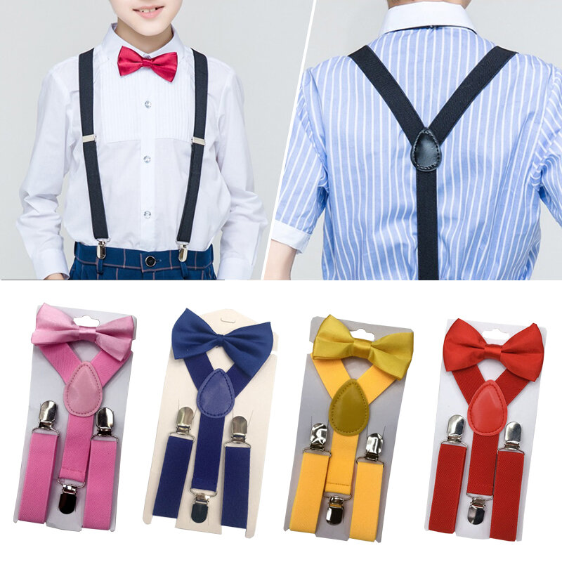 الرجال الحمالات ربطة القوس فيونكة مجموعة الاطفال ربطة الحمالات تسخير كليب التعادل البدلة جميلة قابل للتعديل ربطة القوس فيونكة للرجال الحمالات