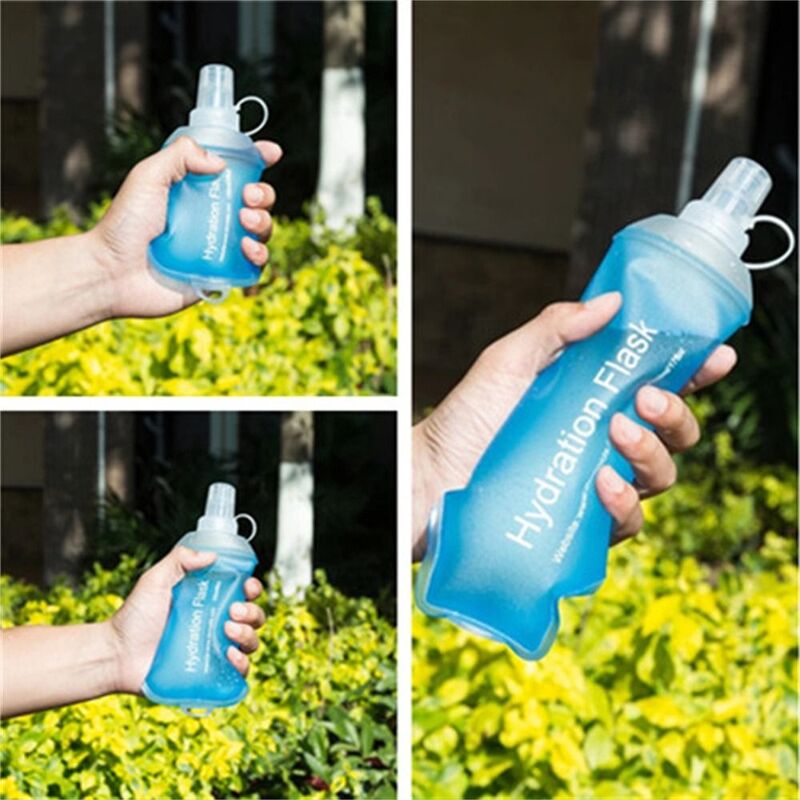 زجاجة ماء قابلة للطي من البولي يوريثان ، قارورة ناعمة تسلق ، حقيبة ماء رياضية زرقاء ، حزمة ترطيب ، وركوب الدراجات