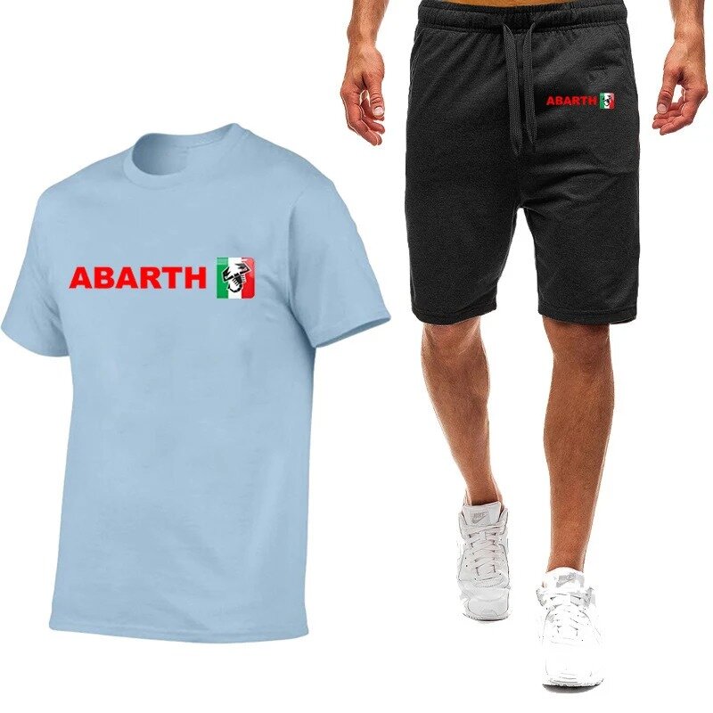 Abarth-بدلة ترفيهية من قطعتين للرجال ، تي شيرت بأكمام قصيرة ، بسيطة وعصرية ، عصرية ومريحة ، بيع الصيف جيدًا ، تسعة ألوان ، جديدة