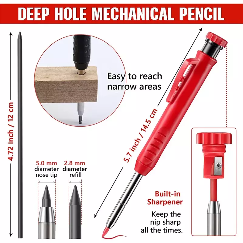 مجموعة أقلام الرصاص الصلبة مع الرصاص الملء ، أدوات النجارة ، قلم رصاص الميكانيكية ، أدوات البناء وظيفة ، النجارة بمناسبة الكاتب