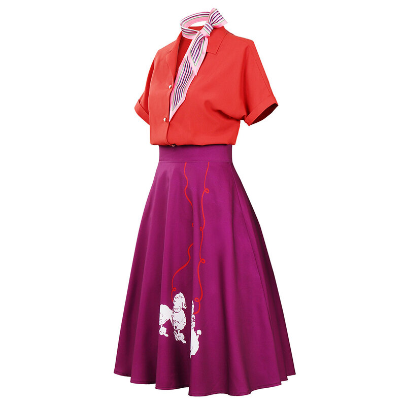 نساء 1950s القلطي روكابيلي ريترو فستان محكم من عند الصدر ويتدلى بشكل واسع الشحوم ملابس تنكرية للهالوين كرنفال