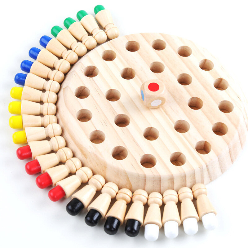 لعبة لعبة الذاكرة الخشبية التعليمية للأطفال من مونتيسوري لعبة شطرنج لعبة كتلة مبهجة لعبة قدرة إدراكية ملونة للأطفال هدية