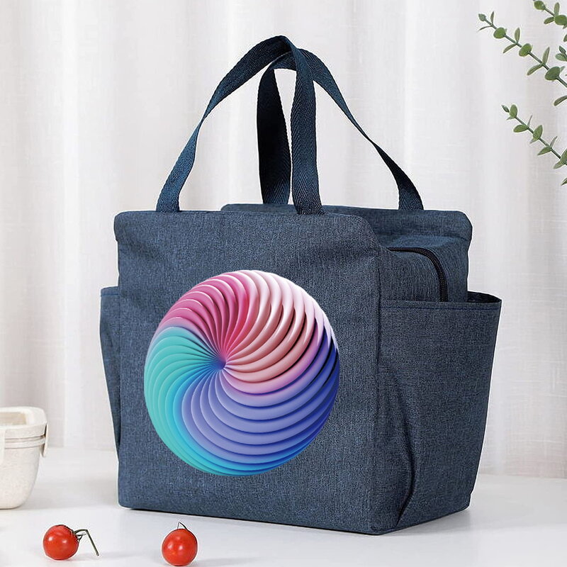 Insulated Cooler Bag Large Capacity Portable Zipper Thermal Lunch Bags for Women Lunch Box Picnic Food Bag 3D Pattern