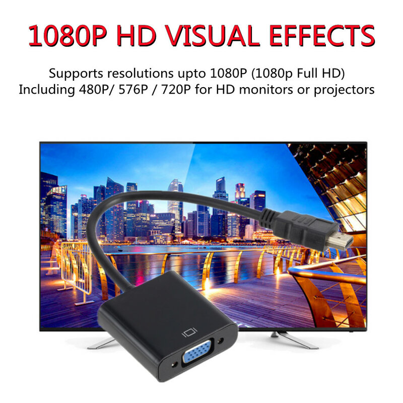 1080P HDMI-متوافق لمحول VGA محول كابل HDMI ذكر إلى VGA Famale محول التناظرية الرقمية للكمبيوتر اللوحي الكمبيوتر المحمول التلفزيون