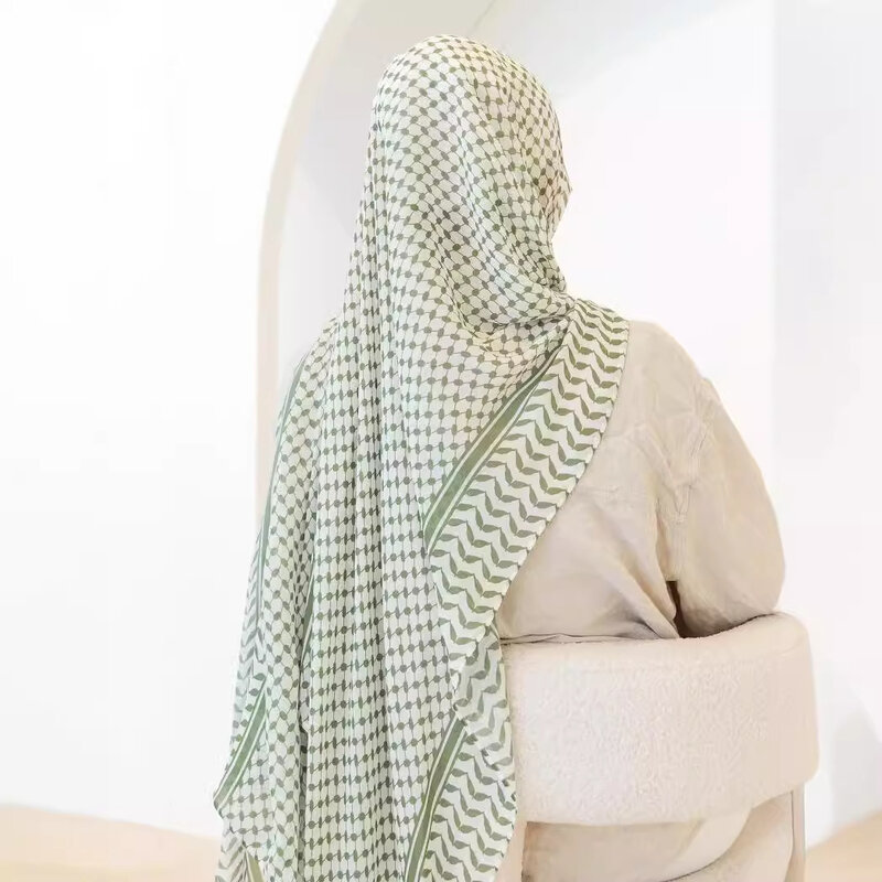 وشاح رأس شيفون مطبوع للنساء ، حجاب طويل ، عمامة إسرائيل ، ملابس إسلامية ، وشاح حجاب للعيد كوفية ، شالات إسلامية