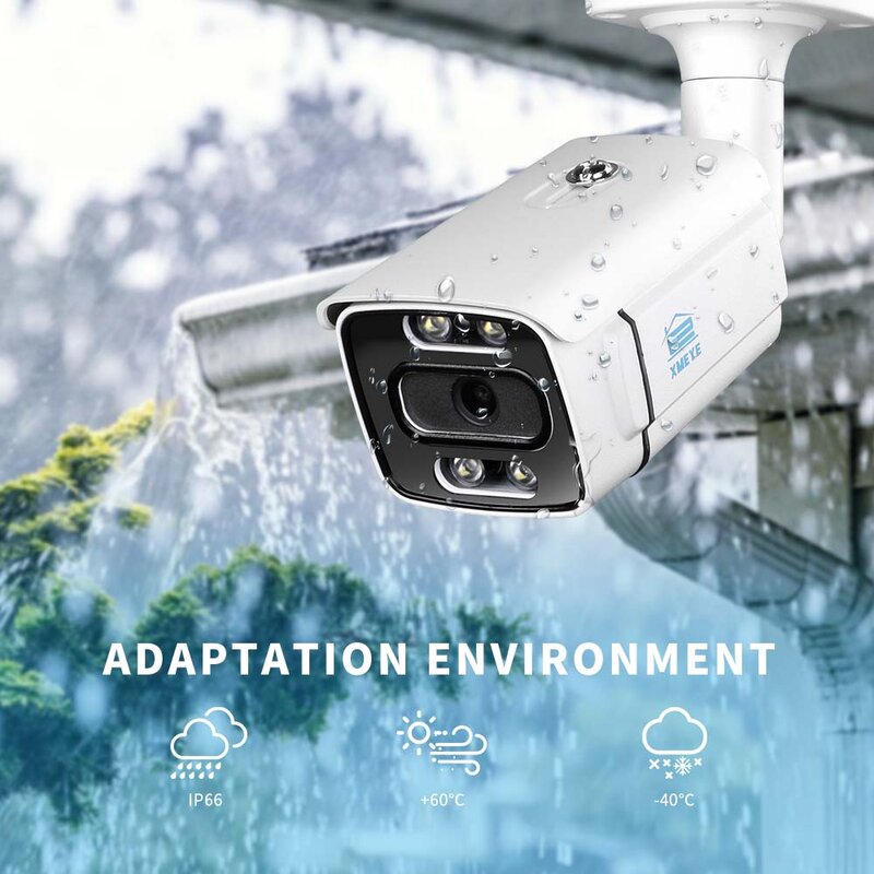 XMEYE 4K 8MP POE IP كاميرا اتجاهين الصوت والضوء المزدوج مصدر CCTV الأمن المراقبة بالفيديو مقاوم للماء في الهواء الطلق الأشعة تحت الحمراء XMB80M