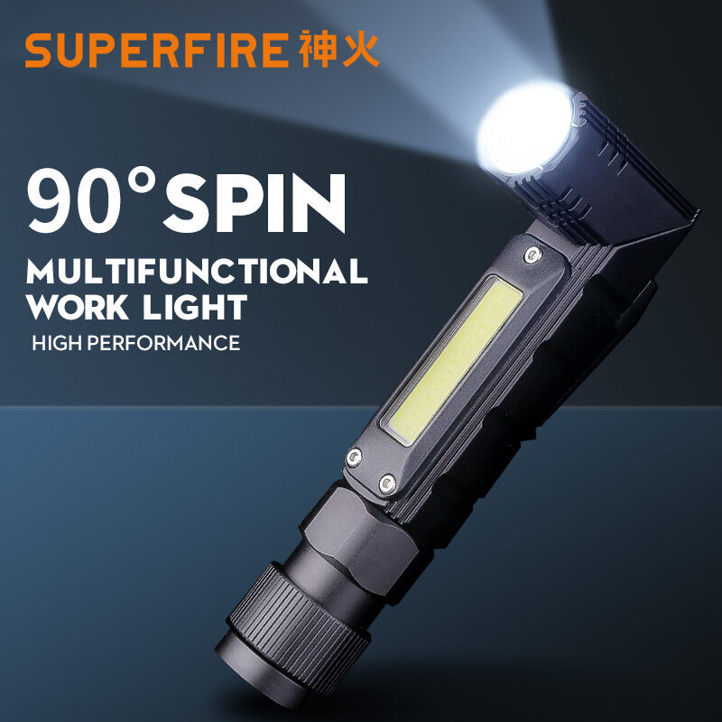 جديد SUPERFIRE G19 قوي رئيس مصباح يدوي الشعلة LED COB ضوء العمل قابلة للشحن مصباح للتخييم الصيد في الهواء الطلق أضواء