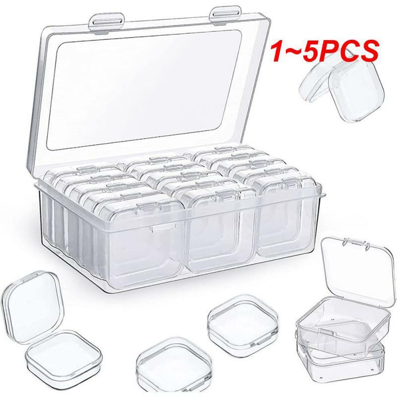 منظم صندوق تخزين بلاستيكي شفاف ، حقيبة صغيرة ، حاويات ألعاب ، خاتم ، مجوهرات ، علبة مكياج ، حاوية حرفية ، 1-5