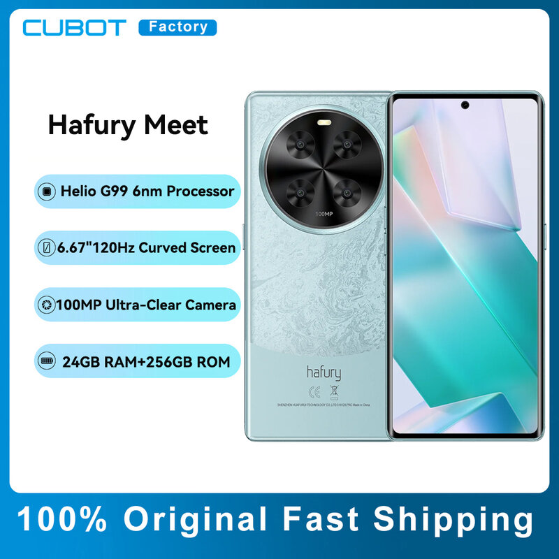 هاتف ذكي قابل للقاء Cubot Cubot Hafury Meet بشاشة منحنية 24GB RAM(12 + 12)+ GB ROM Helio G99 100mb هاتف ذكي NFC