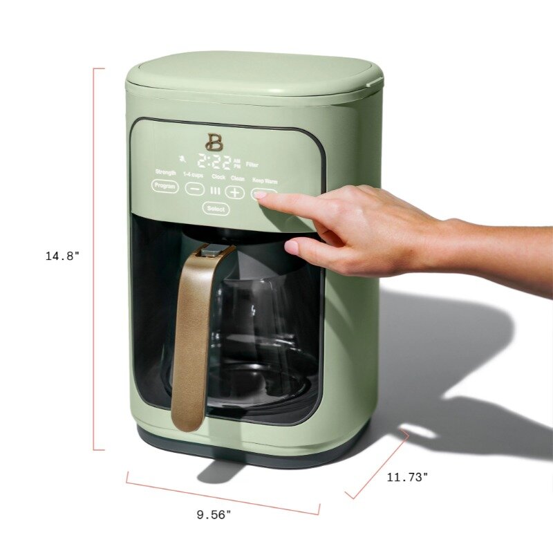 ماكينة صنع القهوة بالتنقيط القابلة للبرمجة مع شاشة تعمل باللمس ، حكيم جرين من درو باريمور ، 14 كوب