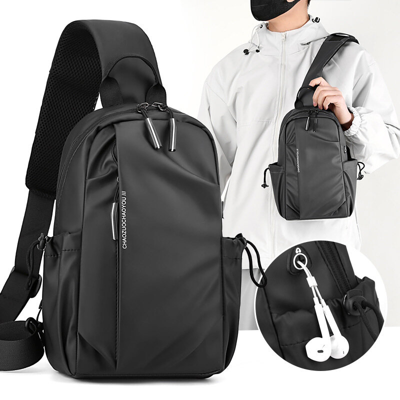 حقيبة كتف جلدية مخصصة للرجال ، حقيبة صدر عصرية ، حقيبة كروس بودي متعددة الاستخدامات ، الرياضة والترفيه ، اتجاه جديد ، عصرية وعصرية