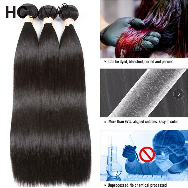 خصلات شعر بشري برازيلي مستقيم للنساء ذوات البشرة السمحة ، وصلات ريمي ، 10-32 إنش ، 10-32 إنش ، 1 أو 3