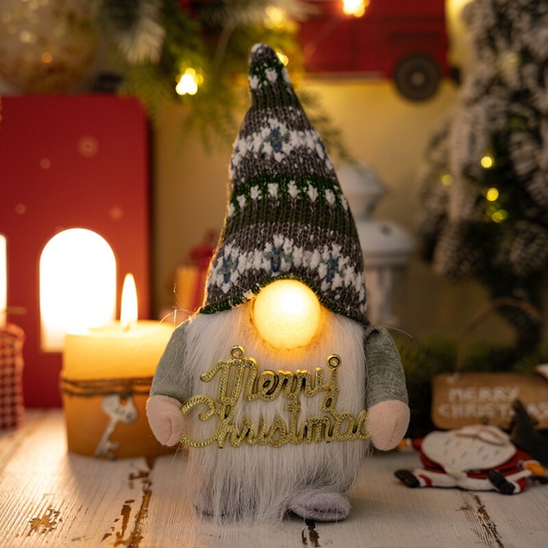 عيد الميلاد قزم غنوم أفخم قبعة مع ضوء LED ، Rudolf مضيئة ، سانتا ، متوهجة ، هدايا الأطفال