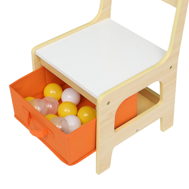 طقم طاولة وكرسي خشبي للأطفال مع حقيبتين للتخزين (1 طاولة + 2 كراسي) مثالية لغرفة نوم الأطفال غرفة المعيشة