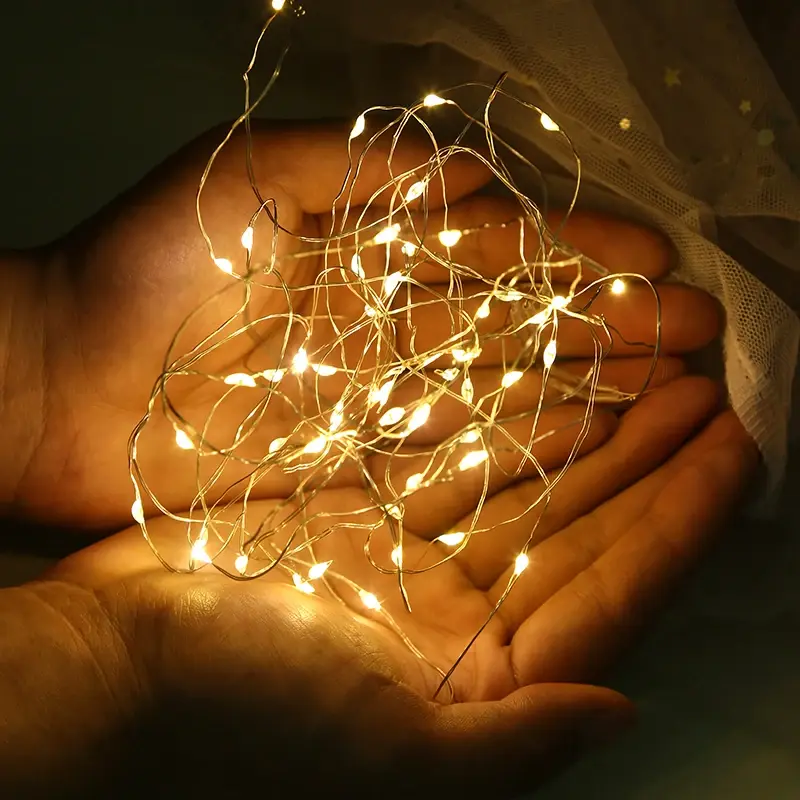 50 LED سلسلة أضواء بطارية تعمل الأسلاك النحاسية جارلاند الجنية أضواء سلسلة عيد الميلاد في الهواء الطلق حديقة الطرف غرفة نوم الديكور