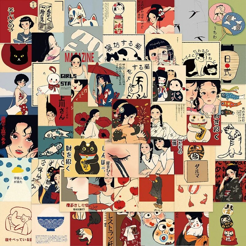 ملصقات جرافيتي من سلسلة الرسوم المتحركة اليابانية ، مناسبة لأجهزة الكمبيوتر المحمول ، خوذات ، ديكور سطح المكتب ، ألعاب ذاتية الصنع ، 50 *