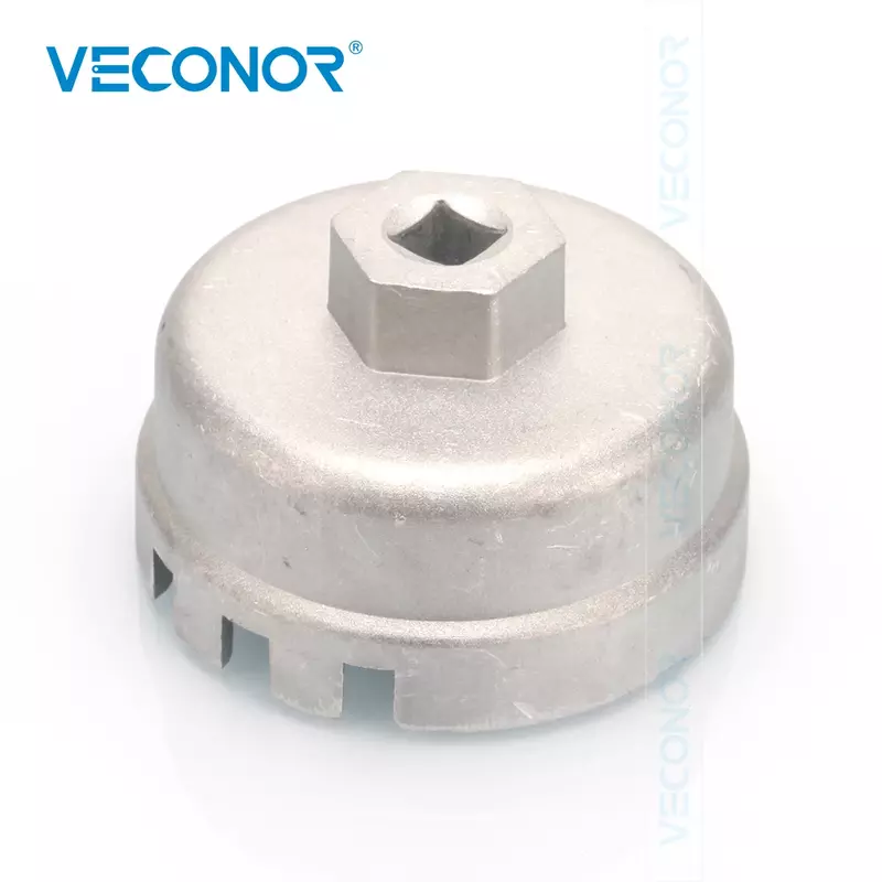 Veconor Aluminum Cup Wrench Oil Filter Wrench Cap Housing Tool Remover 14 Flutes Universal For Lexus/Toyota