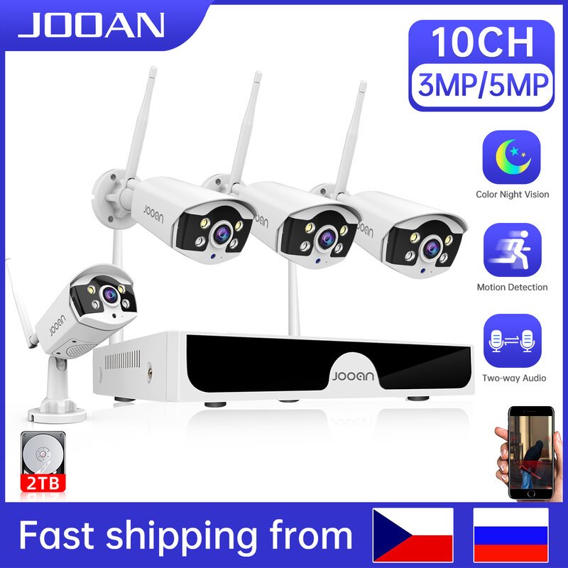 نظام كاميرا مراقبة Jooan-CCTV ، 3MP ، 5MP ، WiFi ، نظام CCTV ، 10CH NVR ، صوت ثنائي الاتجاه ، كاميرات IP لاسلكية خارجية ، طقم مراقبة بالفيديو