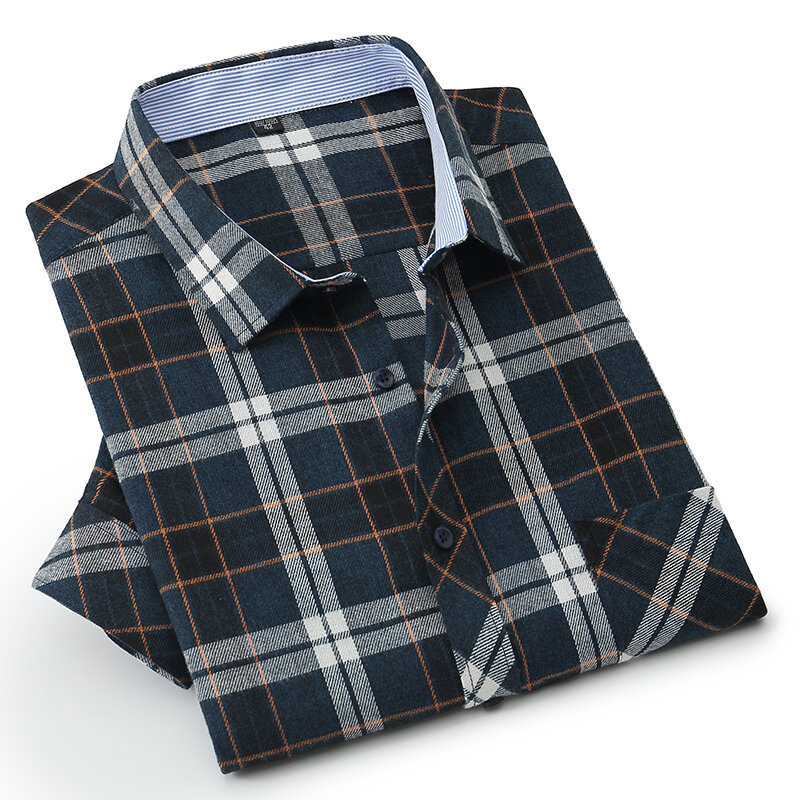 حجم كبير 6XL 8XL 10XL الرجال عادية منقوشة قميص النمط الكلاسيكي الخريف موضة نحى النسيج الأعمال طويلة الأكمام قميص الذكور العلامة التجارية