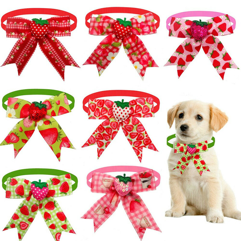 10 قطعة الكلب ربطة القوس Tie الفاكهة الفراولة نمط مستلزمات الحيوانات الأليفة كلب صغير ربطة القوس Tie كلب التهيأ الملحقات