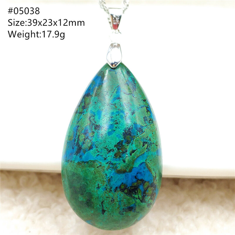 الأخضر الطبيعي الأزرق Azurite الملكيت chrysocola قلادة مجوهرات اليشم النساء الرجال قطرة الماء موضة الخرزة قلادة AAAAAA