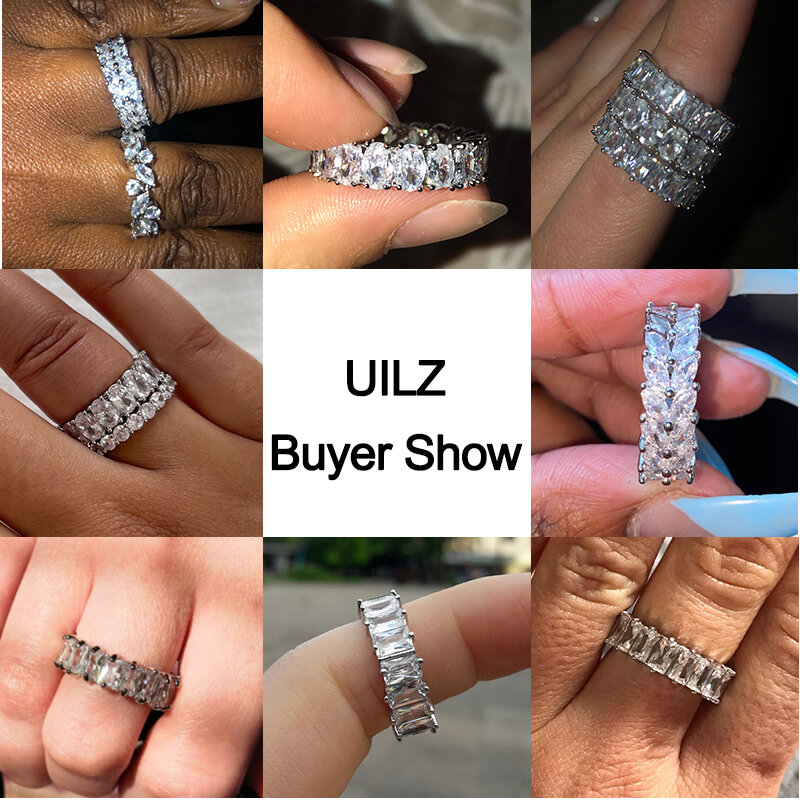 UILZ-اليدوية البطانة كريستال الزركون الدائري للنساء ، خواتم الزفاف الفرقة ، إصبع الإكسسوارات ، الطرف ، الذكرى ، مجوهرات هدايا