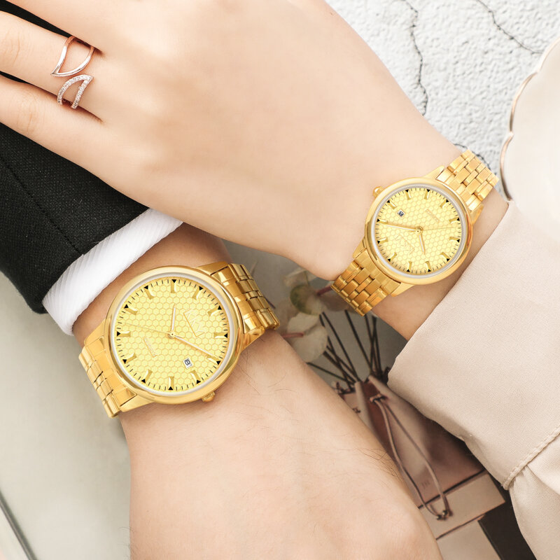 KKY-ساعة توهج ذهبية للرجال والنساء ، ساعة تقويم ، موضة جديدة