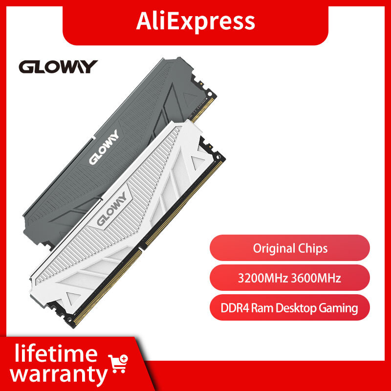 Gloway G1 سلسلة ذاكرة الوصول العشوائي 16GB 8GB 3200MHz 3600MHz DIMM XMP ذاكرة الوصول العشوائي ميموري DDR4 8GB x 2 قطعة لسطح المكتب الألعاب ذاكرة الوصول العشوائي مع بالوعة الحرارة