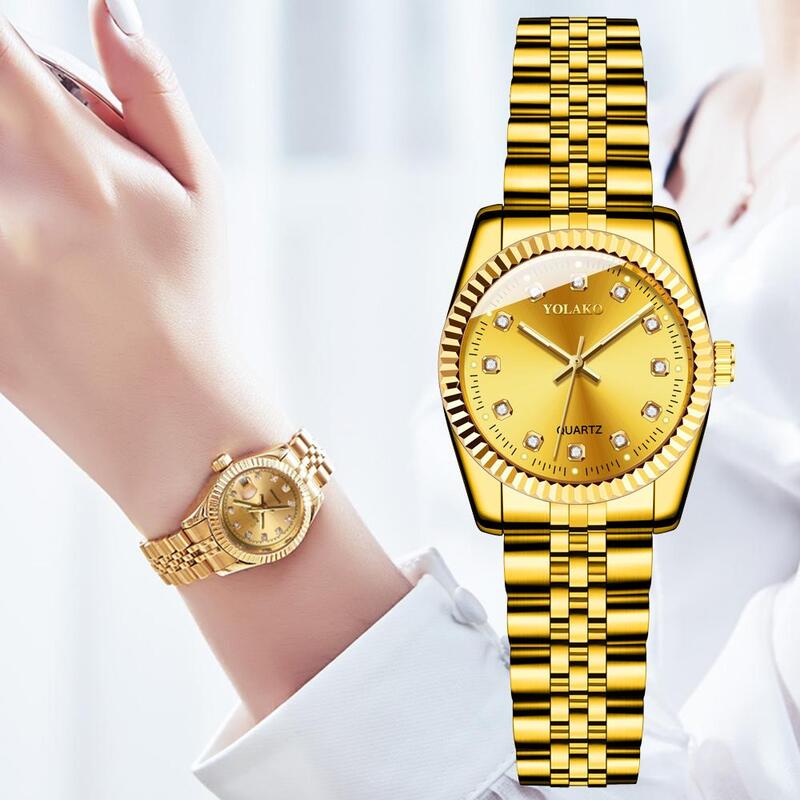 ساعات نسائية العلامة التجارية الفاخرة 2022 موضة الماس السيدات ساعات المعصم الفولاذ المقاوم للصدأ الذهب شبكة حزام ساعة كوارتز أنثى