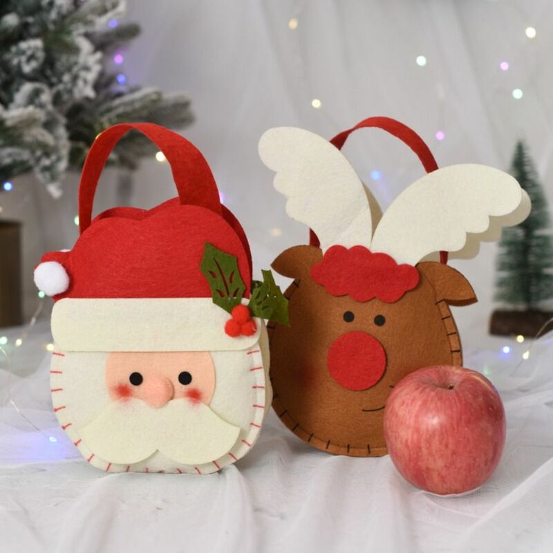 شجرة زخرفة زخرفة الصوف ورأى حقيبة للأطفال الأطفال مع مقبض هدايا عيد الميلاد حقيبة حمل حقيبة هدية الحقيبة كيس الحلوى