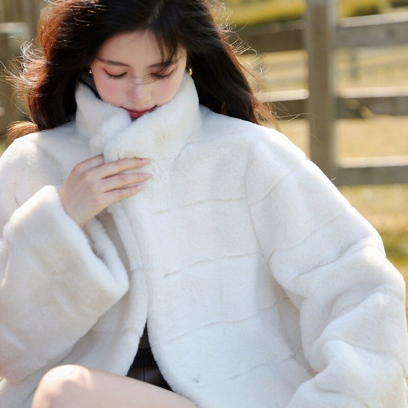 حقيقي أرنب معطف الفرو للنساء ، معطف قصير ، سترة الفراء الطبيعي ، عالية الجودة ، الشتاء