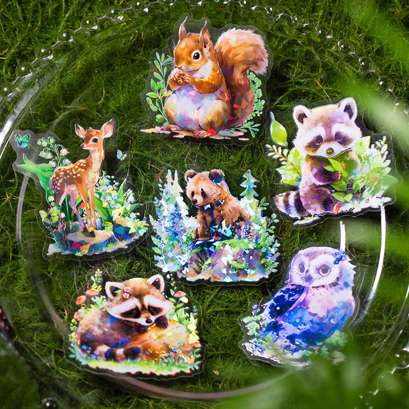 ملصقات حيوانات الغابات الصغيرة ، ديكور إبداعي عتيق ، ملصق حيوانات أليفة تصنعه بنفسك ، 12 عبوة لكل مجموعة