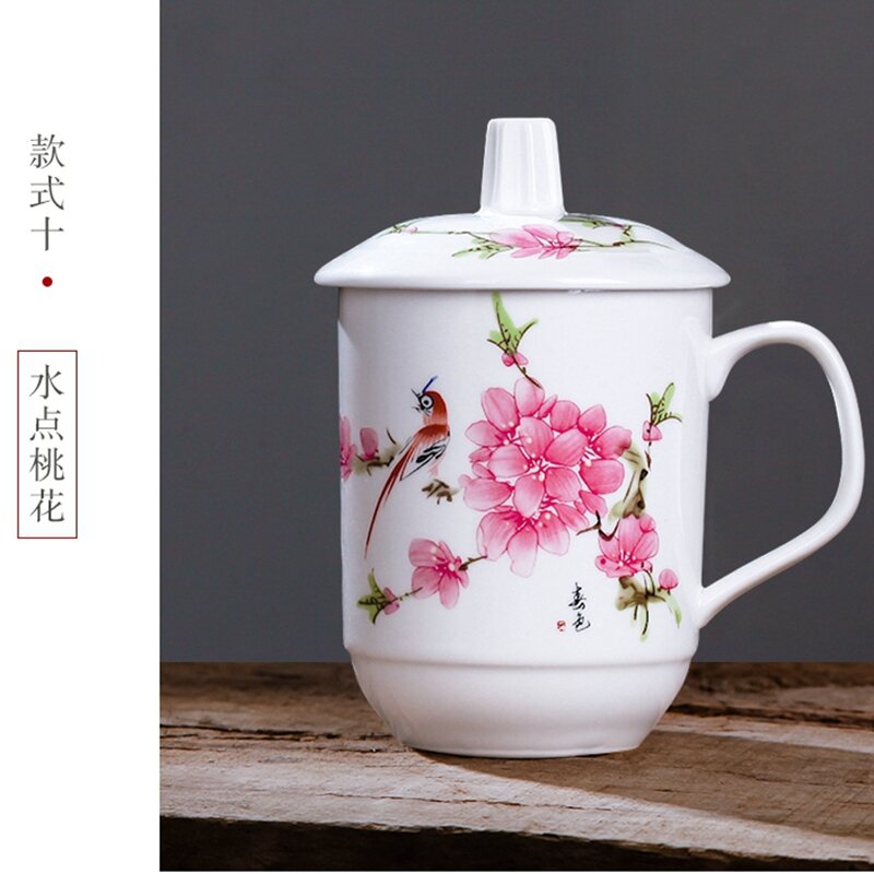 10 قطعة/الوحدة جينغدتشن الشاي كوب السيراميك الشاي كوب الصين مع غطاء مكتب كأس غرفة المؤتمرات كوب ماء كوب المنزلية تخصيص
