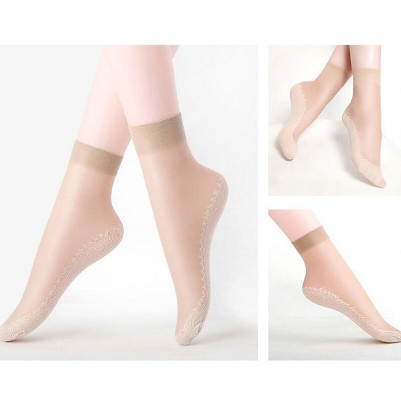 10Pairs Spring Summer Women Socks Velvet Thin Silk Socks Non-Slip Bottom Breathable Sock Female High Elasticity Ankle Short Sox