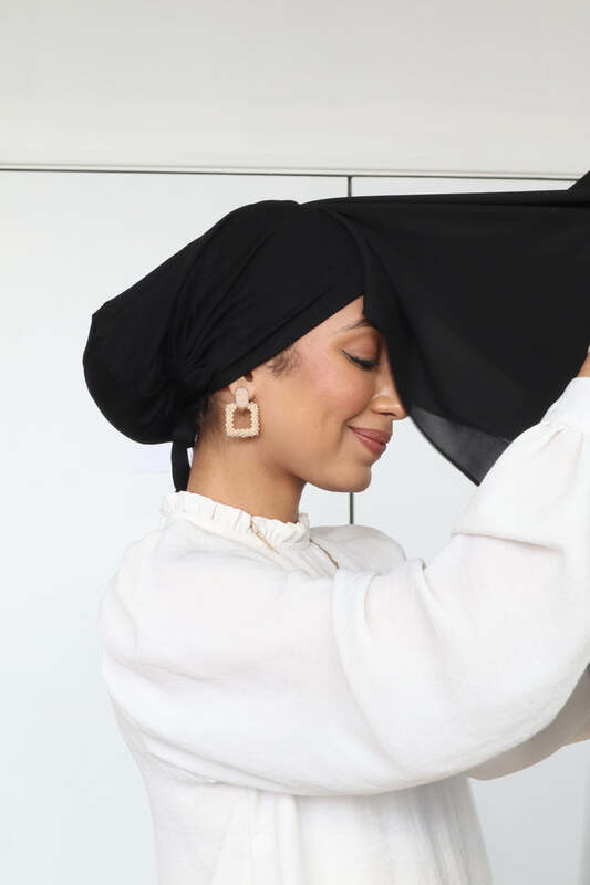 لحظة الحجاب الشيفون الحجاب وشاح مع التعادل جيرسي قبعات بونيه العلامة التجارية تصميم وشاح إسلامي على استعداد لارتداء