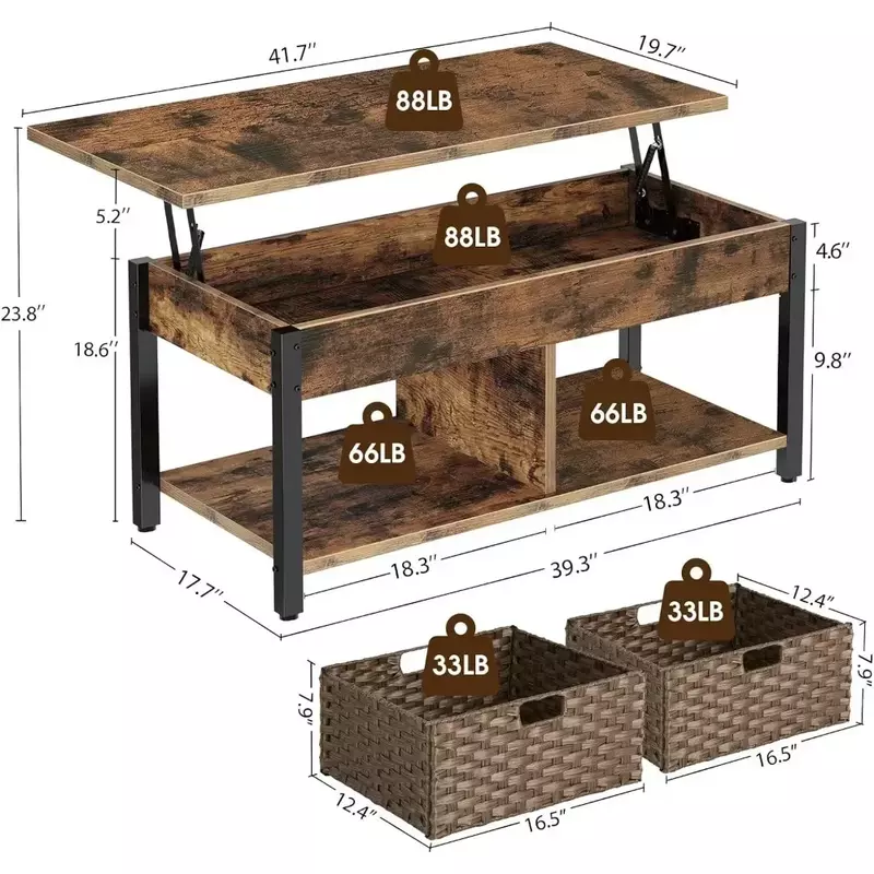 طاولة قهوة مستديرة لغرفة المعيشة ، طاولات خشبية مركزية عتيقة ، إطار معدني ، طاولات بنية ريفية ، خشب ، من من من من من من من الخشب ، من من من من من من من من ؟