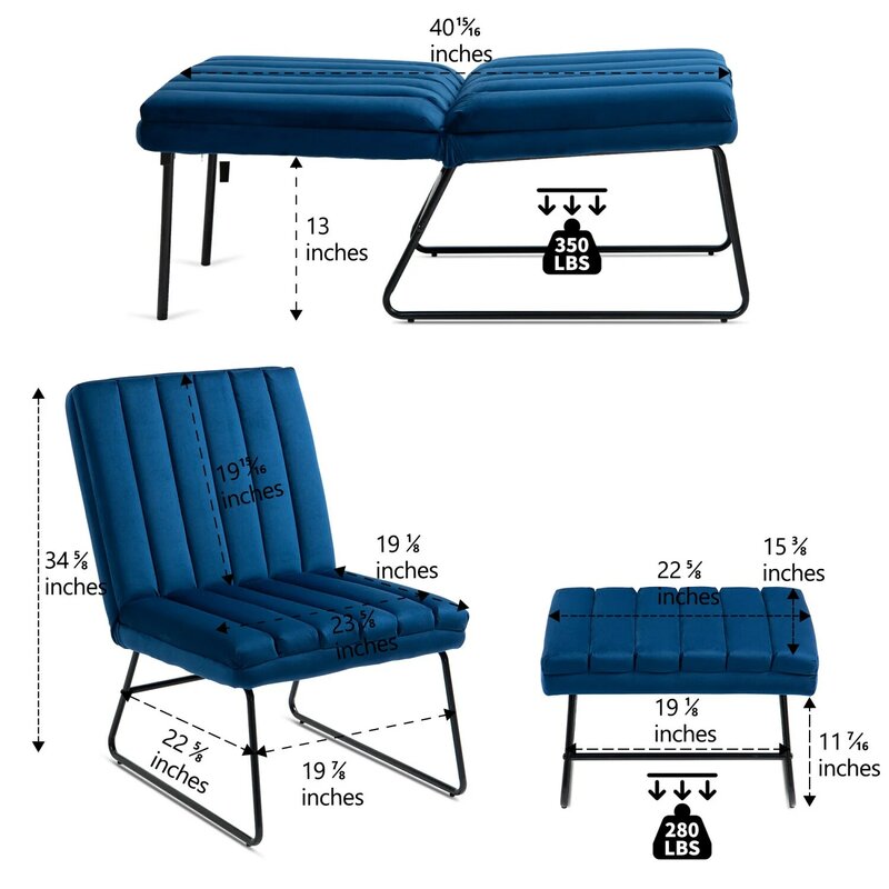 كرسي صالة كسول أزرق داكن حديث ، الترفيه الفردي المعاصر ، مجموعة أريكة منجدة