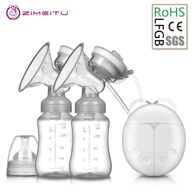 ZIMEITU مزدوجة مضخة الثدي الإلكترونية s قوية الحلمة شفط USB مضخة الثدي الإلكترونية مع زجاجة حليب الأطفال وسادة حرارية الباردة نيبل