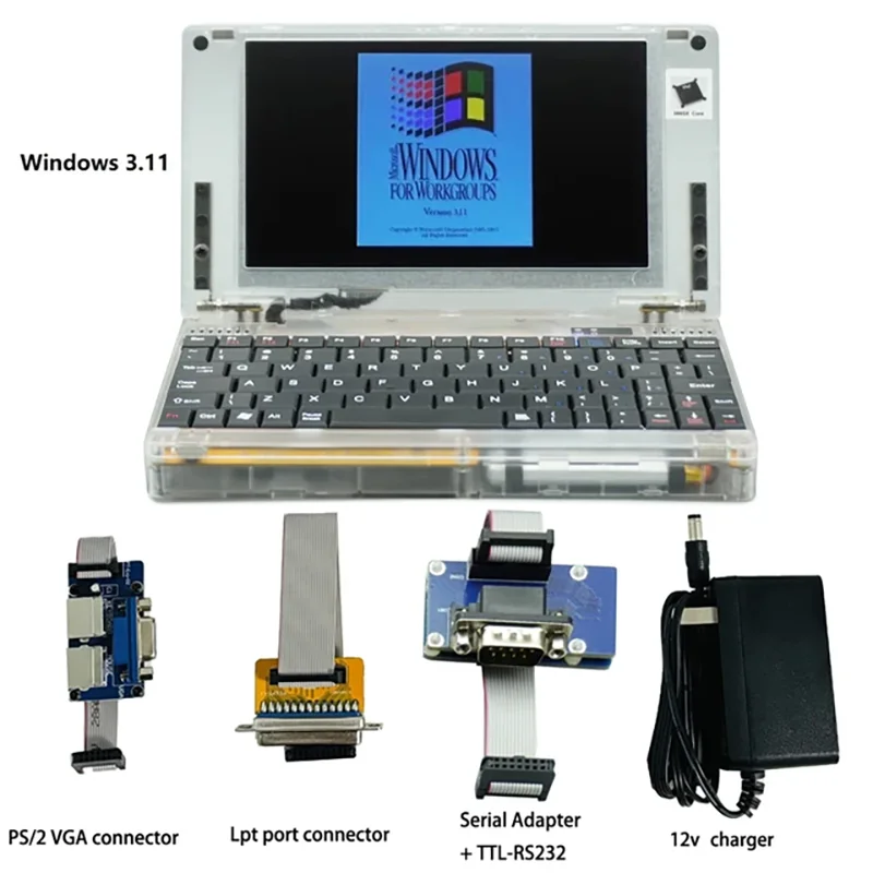كمبيوتر جيب صغير ريترو Yofuly ، بطاقة صوت ، شاشة VGA IPS لمختلف الألعاب ، ويندوز 95 ، نظام دوس ، OPL3 ،