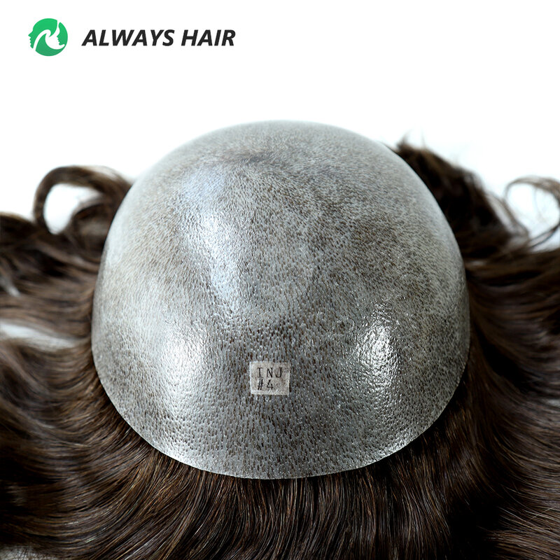 Alwayshair 0.06-0.08 مللي متر رقيقة الجلد الرجال الشعرية الاصطناعية الهند شعر الإنسان الشعر المستعار مستقيم مختلف حجم شعر مستعار للرجال شحن مجاني