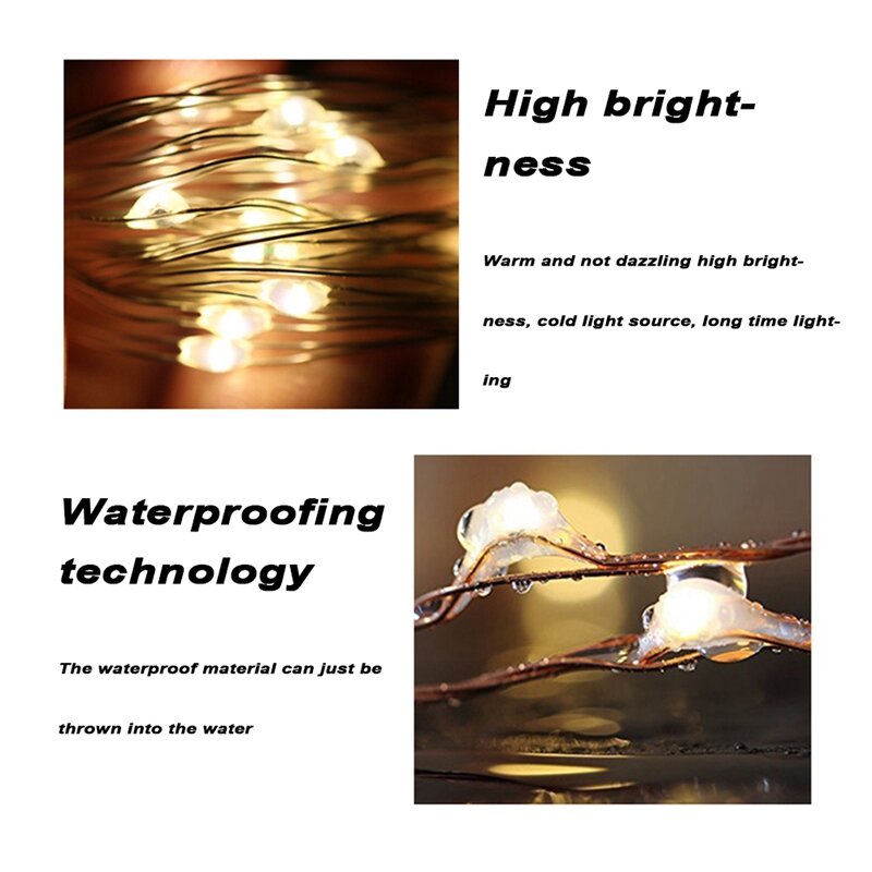 LED زر ضوء سلسلة الجنية ، مقاوم للماء ، اليراع مصغرة ، صندوق بطارية ، سلك الفضة مرنة