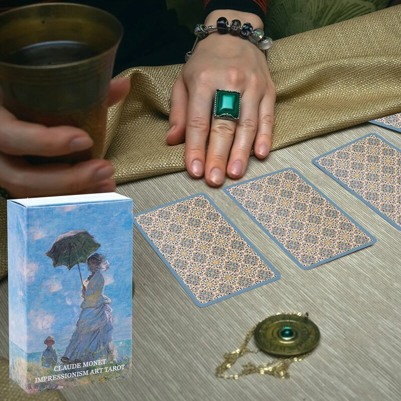 كلود مونيه التارو سطح السفينة الانطباعية الفن التارو لعبة ببطاقات ورقية كرت هدية لعبة ببطاقات ورقية مجلس لعبة الكهانة بطاقات أوراكل مبتدئين