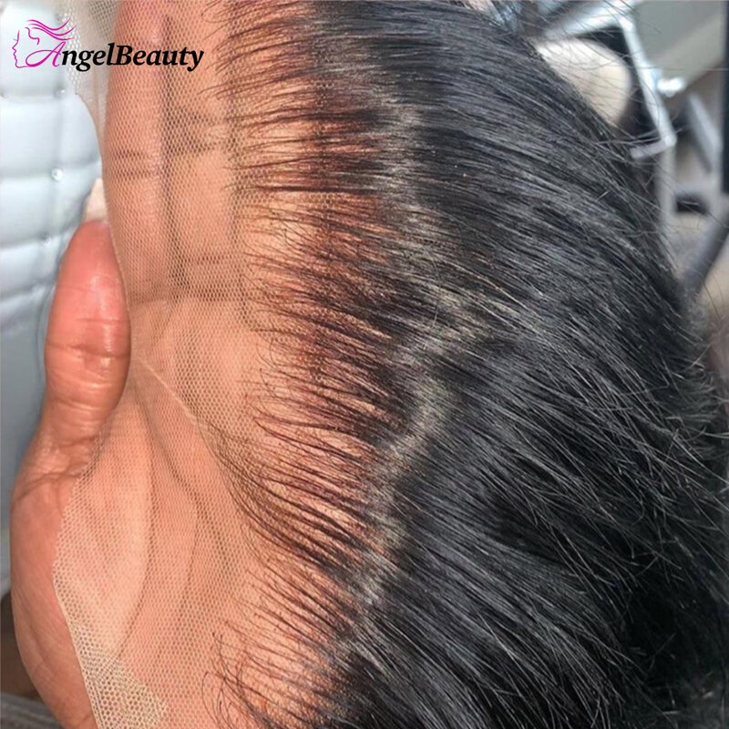 باروكات شعر طبيعي مستقيمة للنساء ، واجهة من الدانتيل عالية الجودة ، دانتيل شفاف ، منزوع مسبقًا ، 13x4 ، 13x6