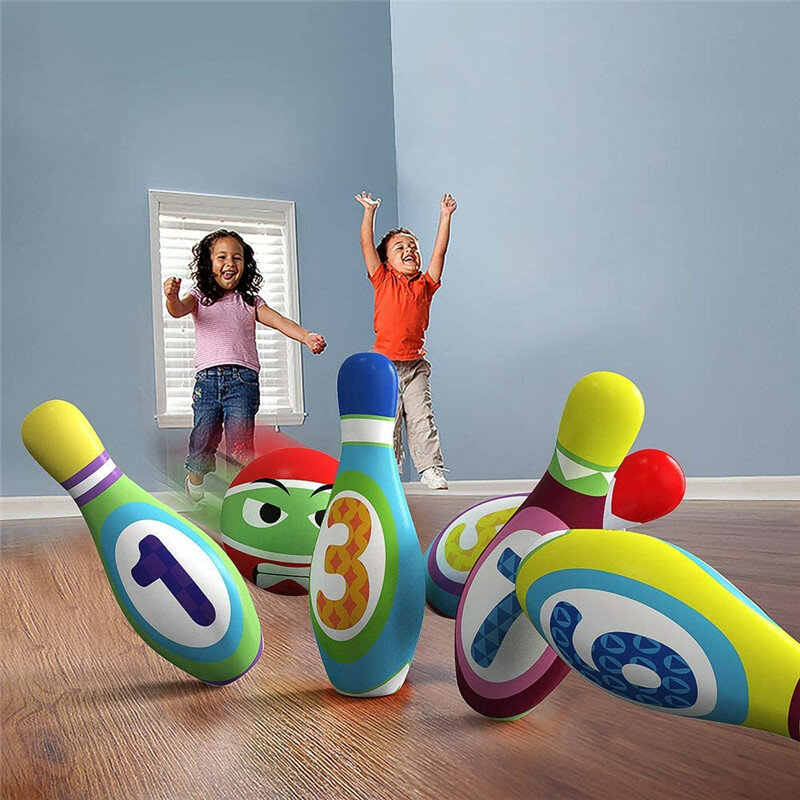 الأطفال بولي PU الصلبة البولينج لعبة مجموعة الملونة نمط البولينج لوازم الرياضة البولينج لعبة الوالدين والطفل التفاعلية داخلي الرياضة