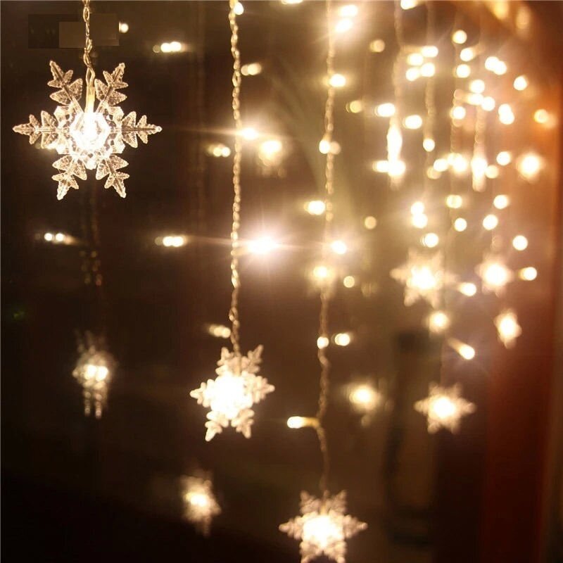 Led عيد الميلاد ندفة الثلج الجنية سلسلة أضواء حديقة حفل زفاف ديكور مصابيح