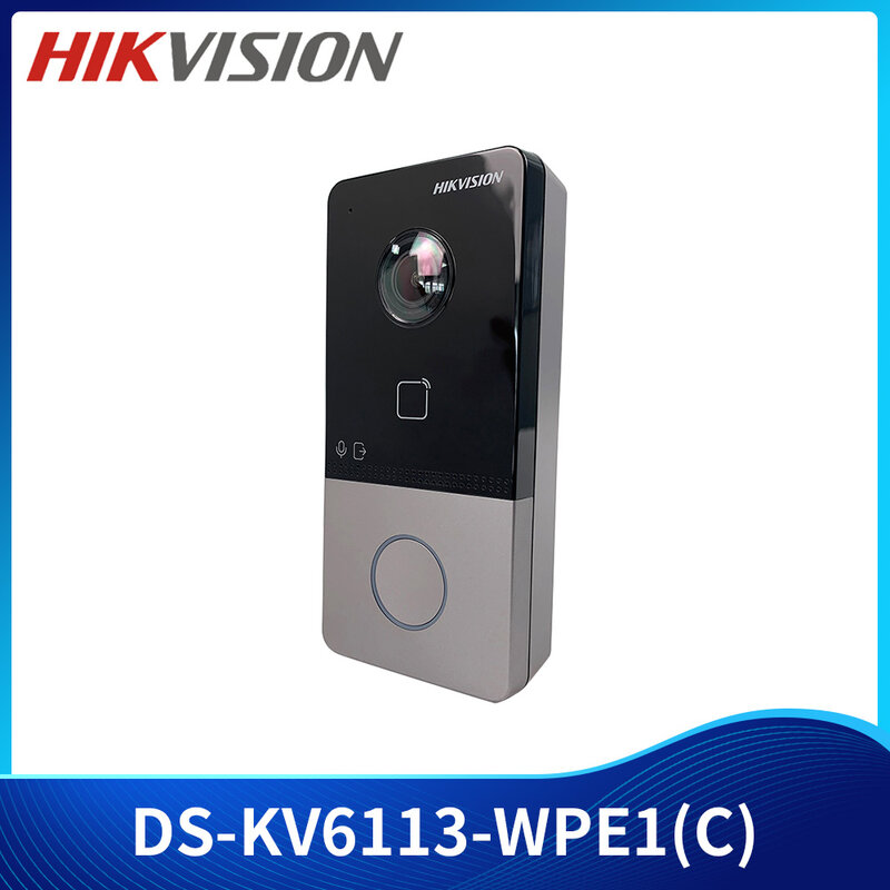 Hikvision-المنزل الذكي الجرس ، IP POE ، محطة باب واي فاي ، باب الهاتف ، فتح الفيديو الداخلي ، DS-KV6113-WPE1(C) Deurbel