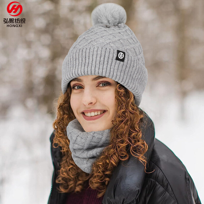 المرأة مبطن يندبروف الصوف الكرة متماسكة قبعة وشاح و قفازات ، 3 قطعة مجموعة ، في الهواء الطلق ، الدافئة ، الشتاء ، شحن مجاني