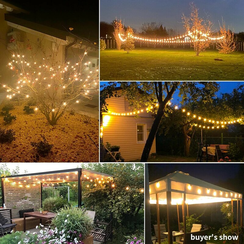شاتيربروف فسطون LED ضوء سلسلة ، لمبة الكرة الأرضية ، ضوء الفناء ، إكليل في الهواء الطلق ، حديقة ، زينة الزفاف ، G40 ، 9 م ، 18 م ، 26 م