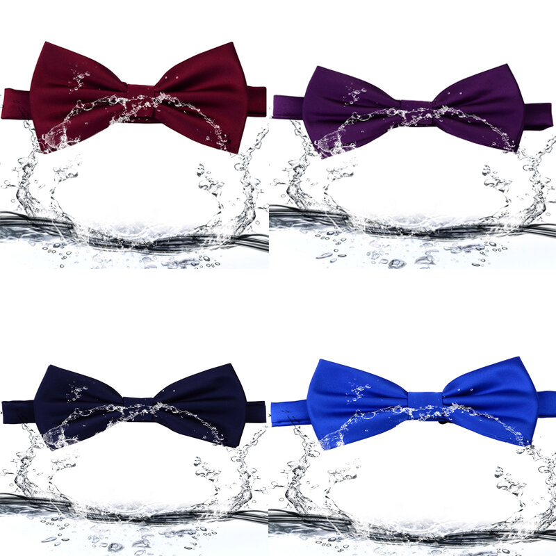 الكلاسيكية الصلبة الحرير مقاوم للماء ربطة القوس Tie الملونة مزدوجة أضعاف القوس للرجل حفلة الأعمال مكتب الزفاف هدية اكسسوارات Bowknot